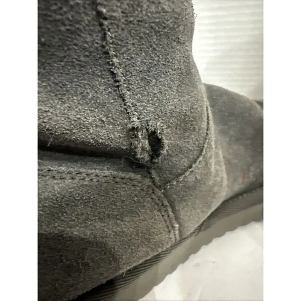 Koolaburra By Ugg Sz 8‎ Gray Suede Button Boots 8M Faux Fur Mid Calf